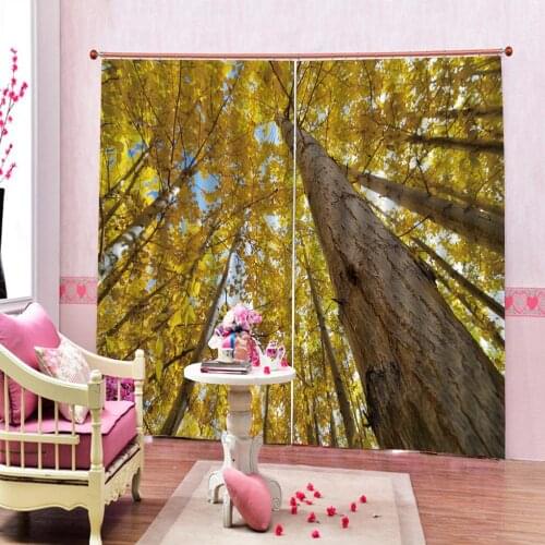 Golden big tree forest curtains 3D Blackout Curtains For Living room Bedding room Drapes Cotinas