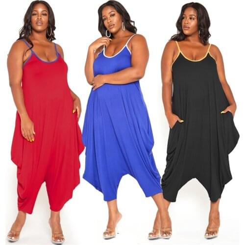 Plus Size Women Clothing Jumpsuit Casual Loose Sleeveless Draped Slip One Piece Outfit Summer Tracksuit Wholesale Dropshipping