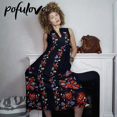 Women Plus Size Maxi Dress Summer Floral Print Bohemian Boho Dresses Sleeveless V Neck Casual Long Vestidos Vintage Female new