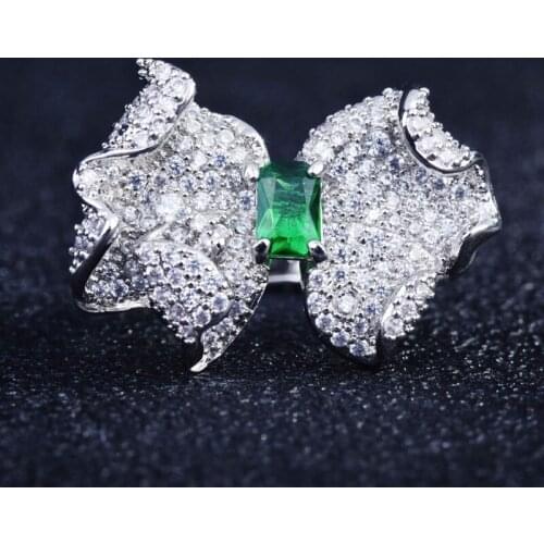 New Luxury Butterfly Rings 925 Silver Vintage Jewelry Inlay Full Shiny Small Zircon Adjustable Size Ring For Women Wedding Party