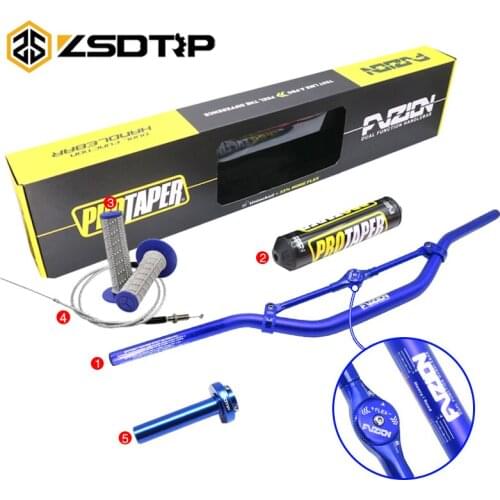 ZSDTRP 28MM Handlebar PRO Taper Pack Fat Bar 1-1/8" Dirt Pit Bike Motorcycle Handlebar set with Throttle Cable Grips