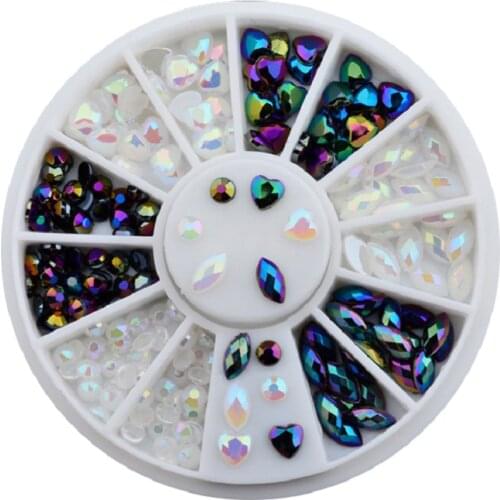 1 Box White Black 3D Jelly AB Acrylic Wheel Nail Stickers Decoration DIY Nail Art Tips Jewelry Rhinestones Manicure tools