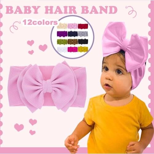 1pc Newborn Baby Accessories Girls Solid Bowknot Stretchy Headbands Hat Accessories For New Born Резинки Для Волос Детям