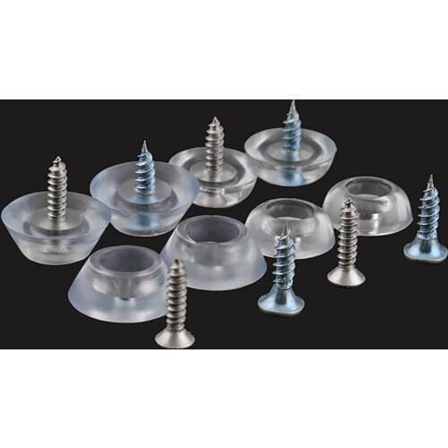 17mm/20mm Silicone Pad Transparent Soft Foot Nail Screw On Clear Rubber Feet Non-slip Pads For Furniture Floor Desk Protectio