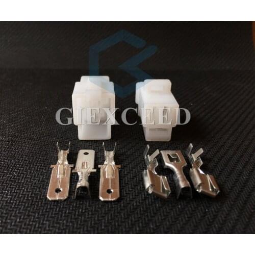 2 Sets 3 Pin 6110-4533 Battery Charger CDI Female And Male Wire Socket Automotive Electrical Connector