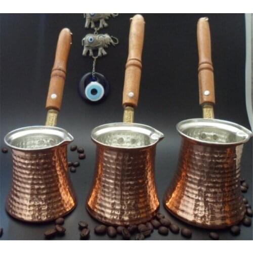 240/300/360ml cezve Premium Brass Copper Turkish Coffee Warmer Pot with Handle, Also for Turkish Greek Arabic Tea or Coffee