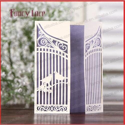 50pcs Laser Cut Luxury Birds Wedding Invitations Card Elegant Lace Favor Wedding Event & Party Supplies