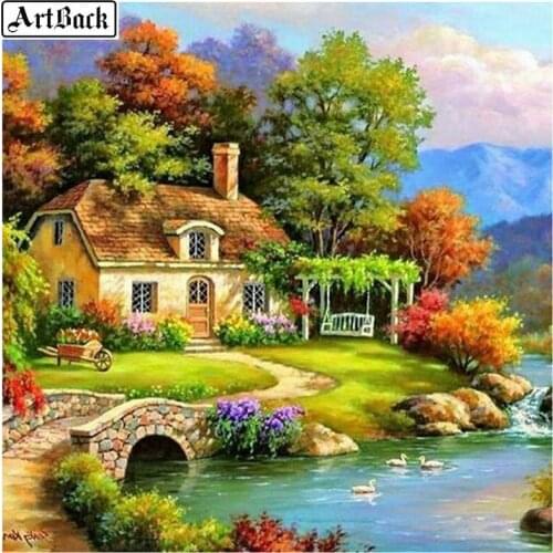 5d diy diamond painting dream home house full square drill diamond embroidery set 3d diamond mosaic decorative painting