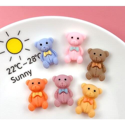 6Pcs/lot 22*15mm 5Colors Cartoon figure Bear Pendant Resin Diy Colorful Bear Jewelry Making Accessories Findings