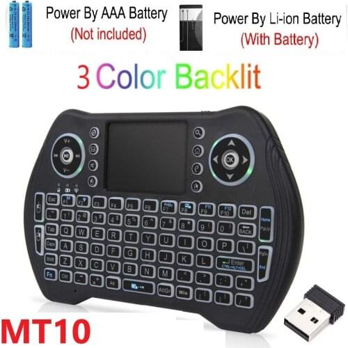 Wireless keyboard Russian English French Spanish 3-color backlit 2.4G wireless touchpad for Android TV box air mouse