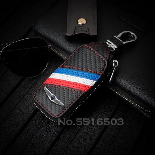 Leather Car Key Cover Case For Hyundai Genesis G80 GV80 2019 2020 Remote Key Holder Car Accessories Car Logo Keychain