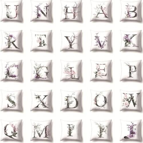 26 Words Letters Cushion Cover Printed Couch Cushion Home Decorative Pillowcase 45x45cm Square Cushions Without Core Car Chair