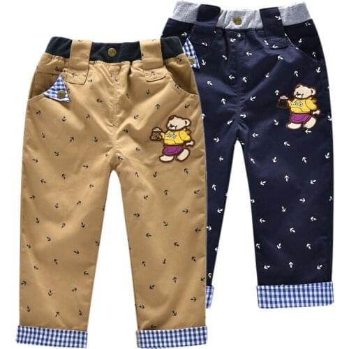 Childrens Spring And Autumn 2019 New Korean Bear Boys' Trousers Cotton High Quality Wholesale Price Size 90 100 110 120 130