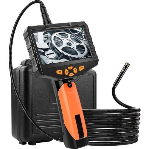 5.5MM 8MM Handheld Dual Lens Endoscope Camera 5" IPS Screen Industrial Borescope 1080P Inspection Snake Camera with 32GB Card