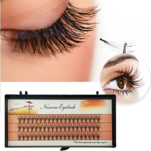 0.07mm Individual Lashes Natural Eyelash Extension Makeup Faux Eyelashes 10 Roots Cluster Lashes Thick Fake Cilia
