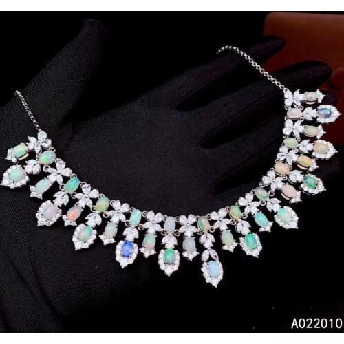 KJJEAXCMY Fine Jewelry 925 sterling silver natural opal womens luxury new necklace pendant supports test
