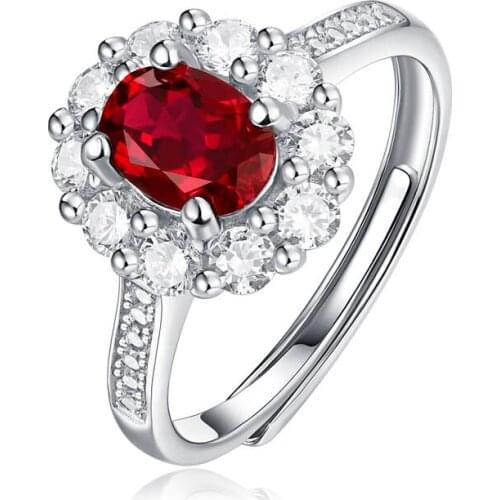 S925 sterling silver simple design, shiny Ruby pop ring, womens engagement gift, anniversary gift, luxury jewelry