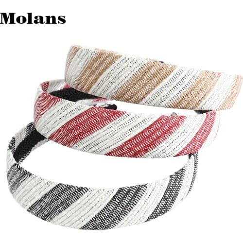 Molans Stripe Headband Straw Weaving Twist Head Band Bezel for Girls Headwear Simple Wide Hair Hoop for Women Hair Accessories