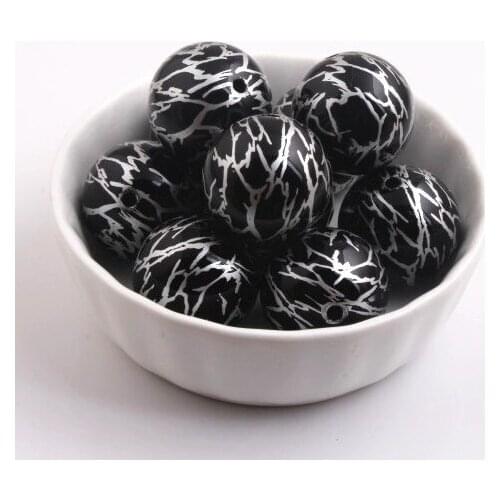 Kwai Vita 20mm 100pcs/lot chunky acrylic beads print Silver Lighting for kids necklace jewelry