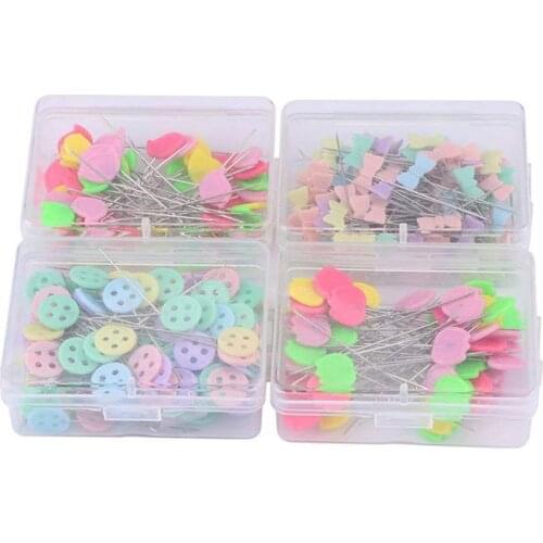 Pack of 300 Pcs Head Pins Flower or Bear Flat Button Head Pins DIY Quilting Tool Sewing Accessories
