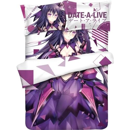 Date A Live Quilt Cover Cartoon Yatogami Tohka Yoshino Tokisaki Kurumi Anime Bedding Set