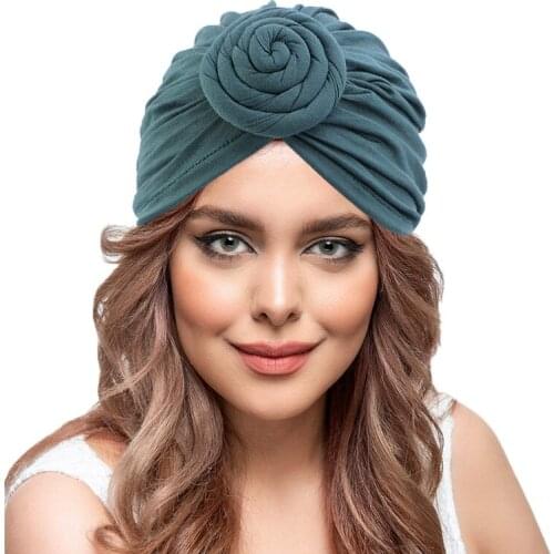Plain Hijabs Muslim Fashion Multifunction European And American Popular Mudale Cotton Tray Flower Scarf Hat Doughnut Hat 9