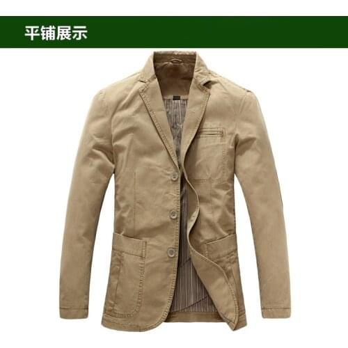 Plus size autumn men fashion loose single breasted cotton casual outerwear blazers