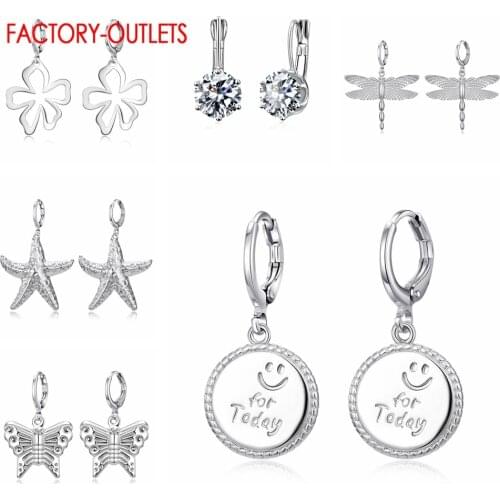 Silver Wedding Ear Hoops For Women Girls Genuine 925 Sterling Silver Multiple Style Earrings Fashion Wedding Party Jewelry