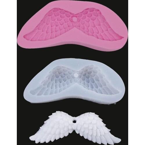 Silicone resin mold DIY jewelry pendant necklace craft epoxy liquid mold 3D angle wing with hole handmade decor Christmas gift