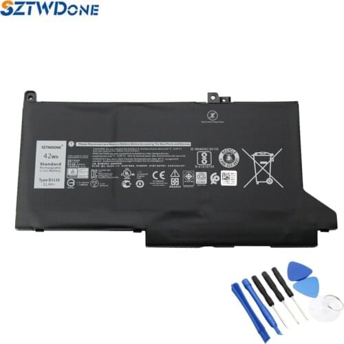 SZTWDONE DJ1J0 11.4V 42WH New Laptop Battery for DELL Latitude 7280 7290 7380 7390 7480 7490 3CELL DJ1JO