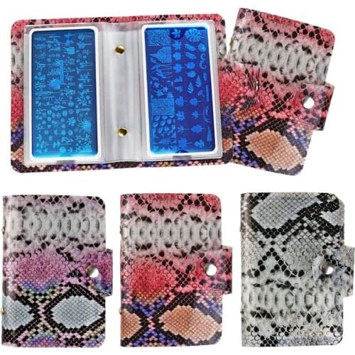 WAKEFULNESS 20Slots Snake Nail Stamping Plates Holder Storage Bag Cases Empty Nail Art Stamp Template Stencils Bag Organizer