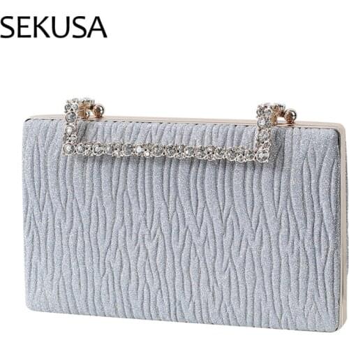 Fashion New Women Evening Bags Diamonds Metal Chain Shoulder Wedding Party Clutch Luxury Female Purse