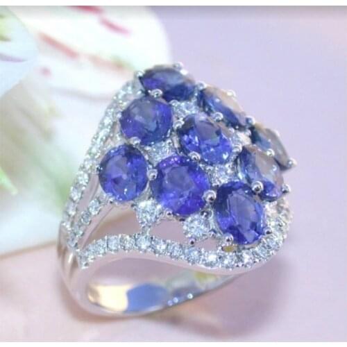 Luxury Geometric White Semi-precious Stone Silver Color Ring For Women Blue Engagement Ring Ringen With Stone Free Ring