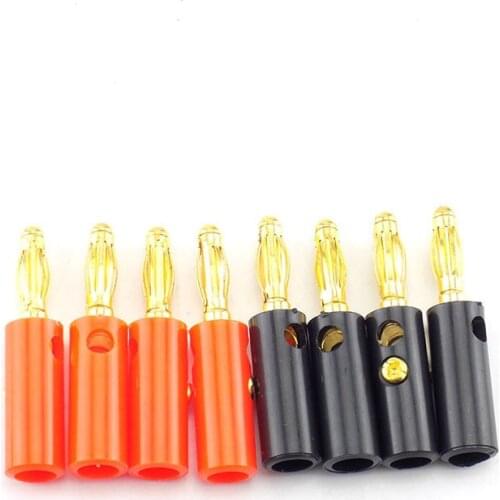 1/4 pairs 4mm Banana plug Audio Speaker Screw Gold Silver Plate Plugs Connector adapter Solderless Black Red color