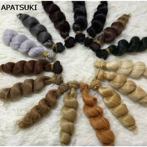 1pc 15*100cm Natural Color DIY Hair For Blythe BJD 1/6 Doll DIY High-temperature Wire Handmade Curly Wigs Hair Curls Row
