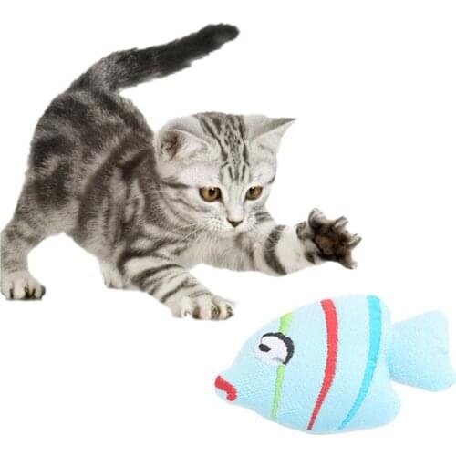 1pc Funny Cat Toys Pet Chew Toy Creative Plush Fish Shape Cat Bite Toy Pet Chew Toy Catnip Toy Pet Interactive Supplies