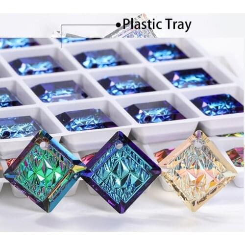10mm Square Rhinestones Pendants Glitter Glass Crystal Strass Shiny Jewelry Decoration Accessories Bracelets DIY Stones
