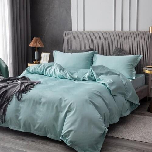 100 S 100% Bamboo Fiber Bactericidal Eco-Friendly Ice Blue Color Flat Fitted Sheet Duvet Cover Pillowcases 4 pieces set on sale