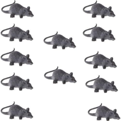 12pcs Small Plastic Animals Gray Mouse Model Figures Children Preschool Toy