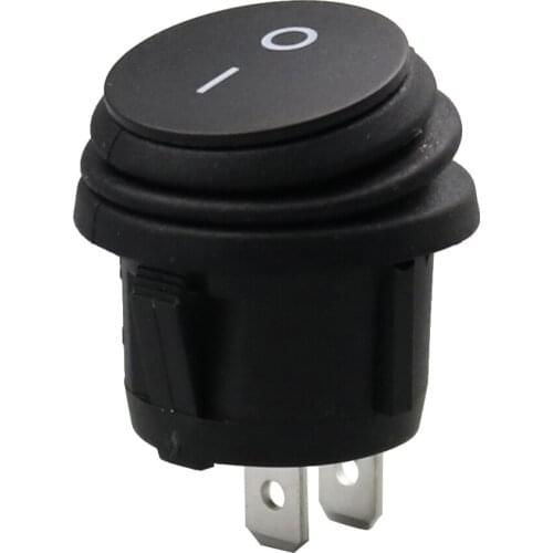 2Pcs 20mm Waterproof IP65 2Positon ON-OFF Black Round Rocker Switch 2Pin SPST