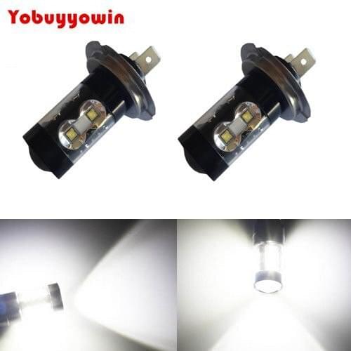 2Pcs Free Shipping Extremely Bright Max 50W High Power H7 LED Bulbs for DRL or Fog Lights, White
