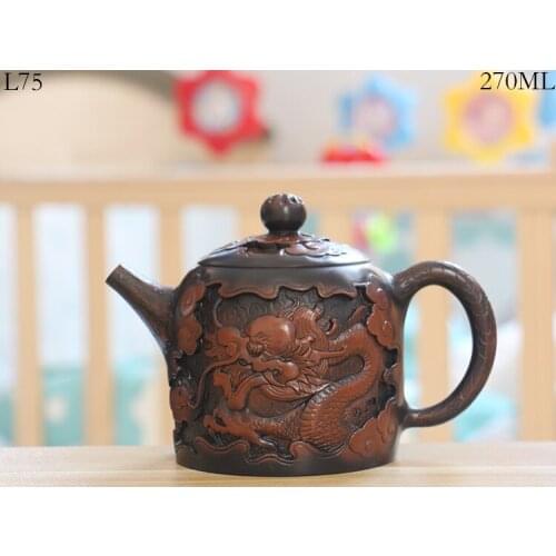 270ml Jianshui Purple Clay Pure Handmade Dragon Full Carving Tea Pot(Not Yixing Zisha) Kung Fu Tea Set Drinkware Tea Ceremony