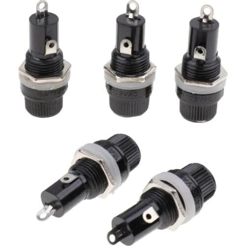 5 Pieces Electrical Screw Cap Panel Mounted 5x20mm Fuse Holders AC125V/15A AC250V/10A