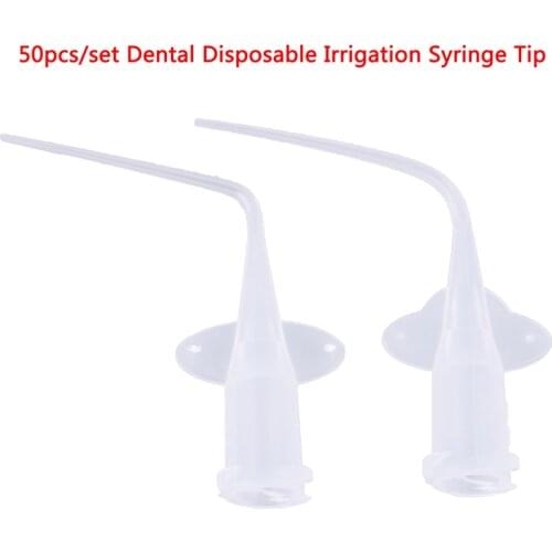 50pcs Disposable Elbow Dental Irrigation Syringe Tip Teeth Whitening Cleaner Dental Material Oral Hygiene Dental Care