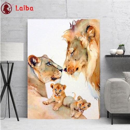 5d diy diamond painting mosaic lion family diamond crystal painting full square round diamond embroidery lion baby,hobby decor