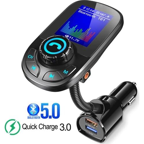 JINSERTA 2019 Car MP3 Music Player Bluetooth 5.0 receiver FM transmitter Dual USB QC3.0 Charger LED Display AUX Lossless Music
