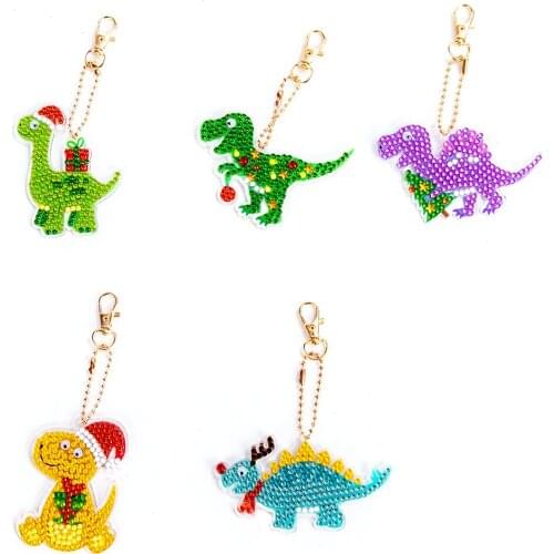 Full Drill Diamond Mosaic Key Pendant Cartoon Animal Art Crafts Christmas Birthbay Gifts Rhinestone Drawing Keychain