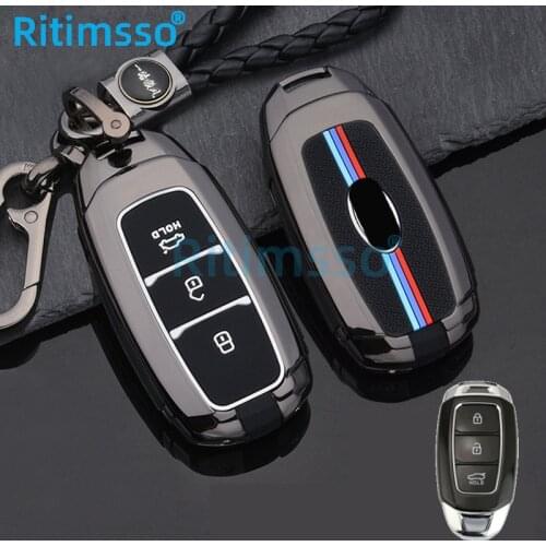 Zinc Alloy Car Key Case Cover Protector Shell for Hyundai I30 Ix35 Encino Azera Accent TM Palisade Santa Fe Auto Decoration