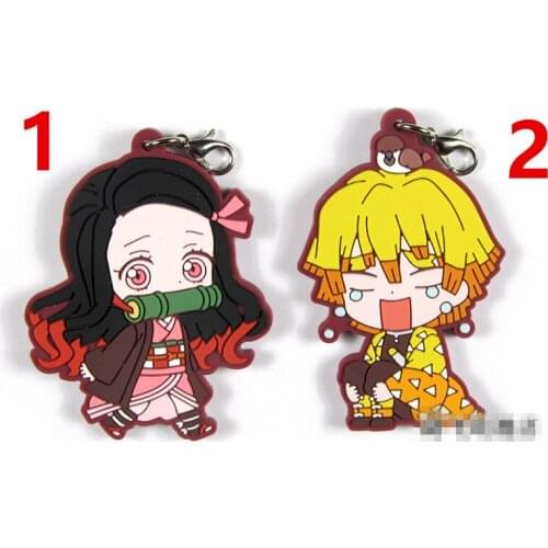Demon Slayer Kimetsu no Yaiba rubber keychain Key Ring Race Straps cosplay