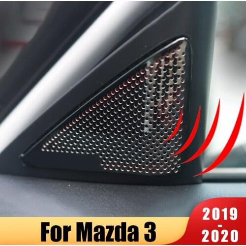 For Mazda 3 Axela 2019 2020 Stainless Steel Car Interior Window Apillar Post Speraker Triangle Cover Trim Garnish Bezel Sticker